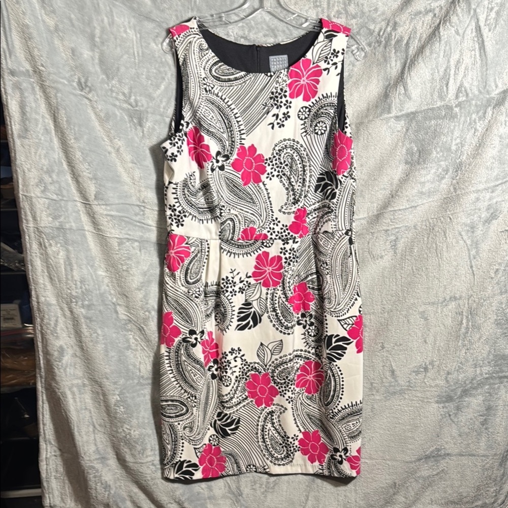 Rabbit Rabbit Rabbit Pink Floral Midi Dress size 16 no belt back zipper